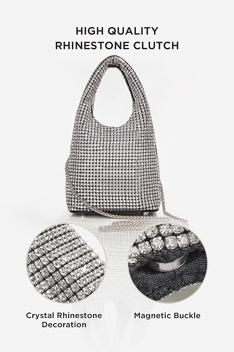 Lumière Rhinestone Clutch - Silver