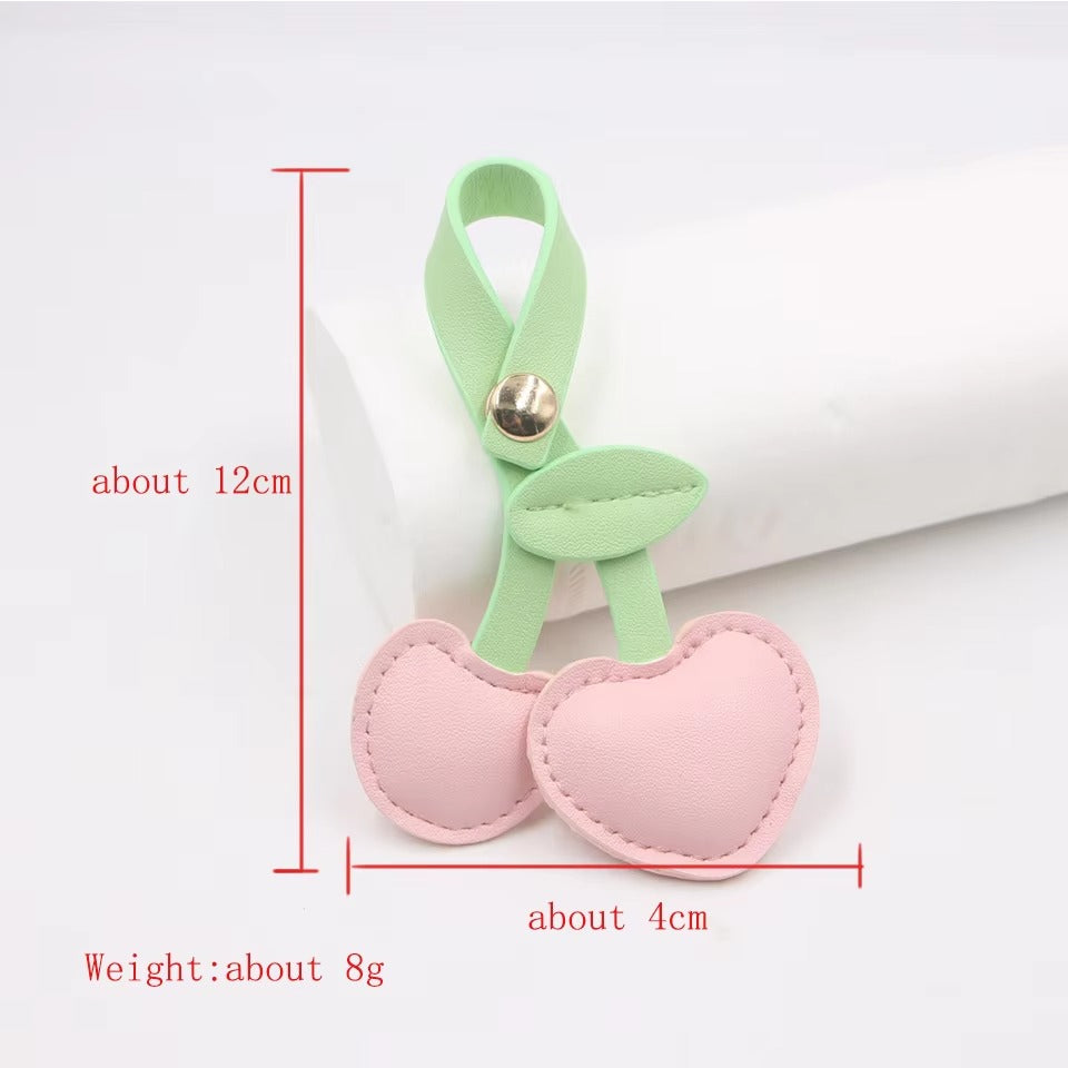 Cherry Heart Charm - Pink