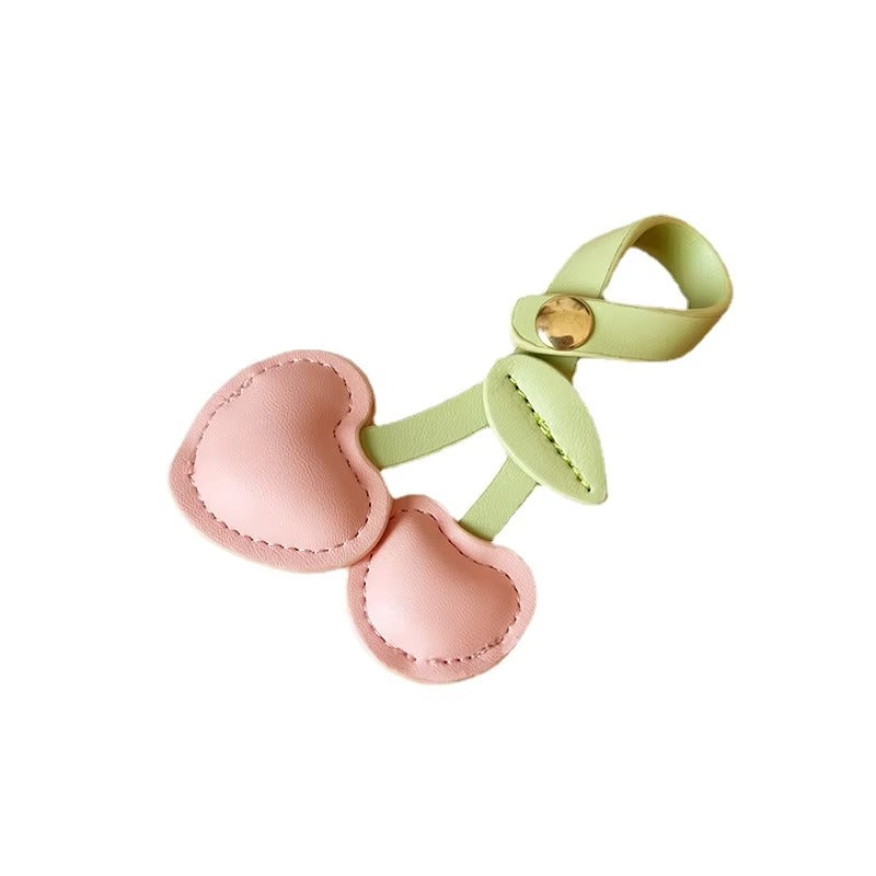 Cherry Heart Charm - Pink