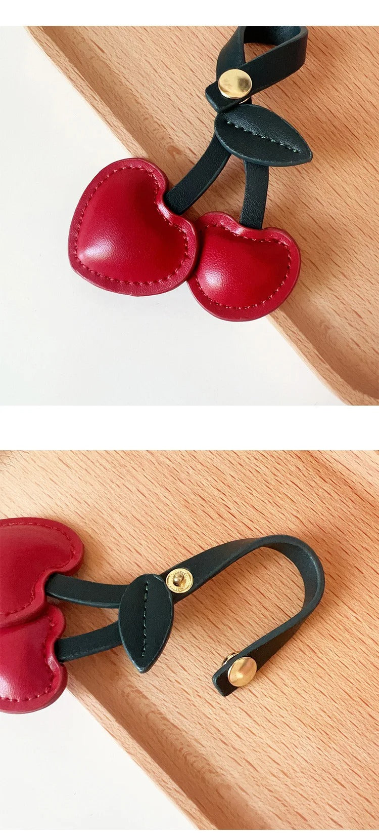 Cherry Heart Charm - Red