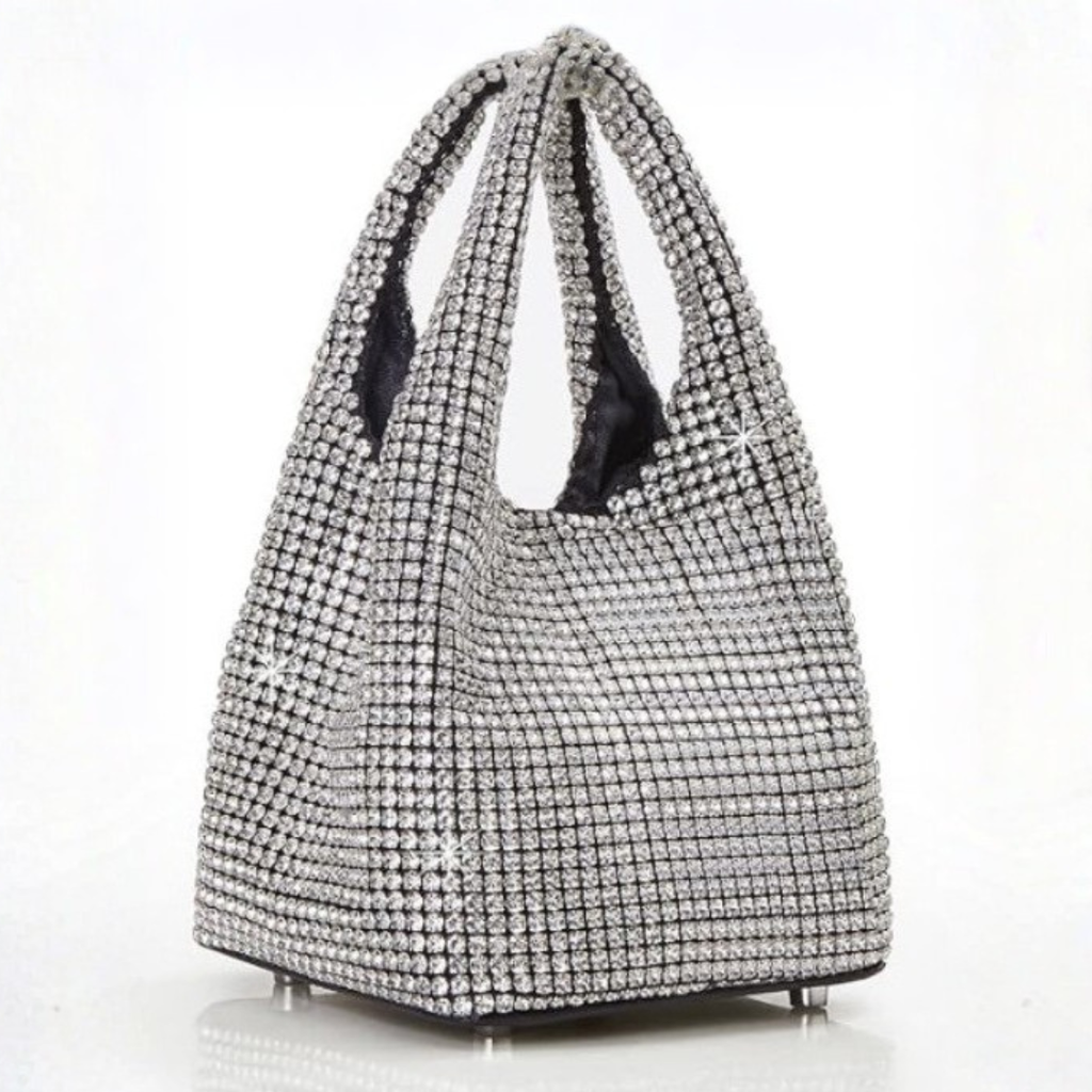 Lumière Rhinestone Clutch - Silver