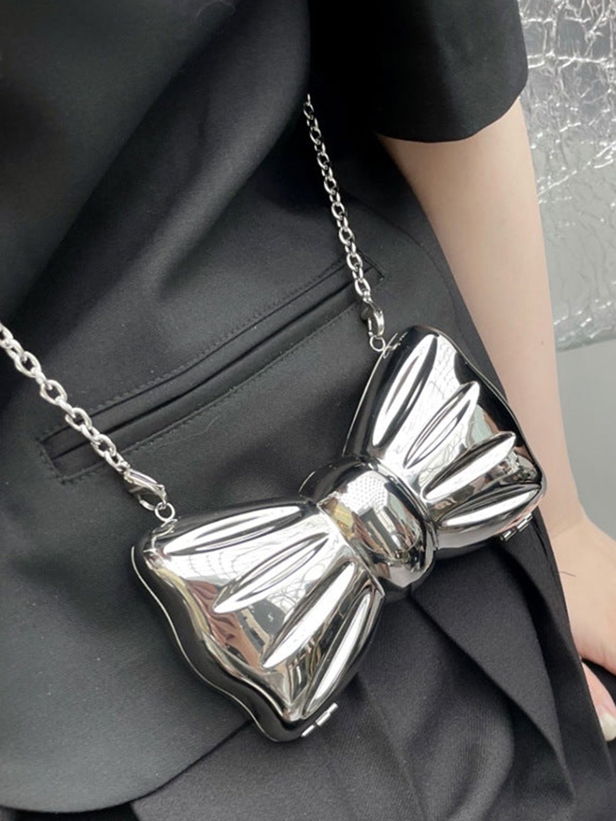Bow Crossbody - Silver
