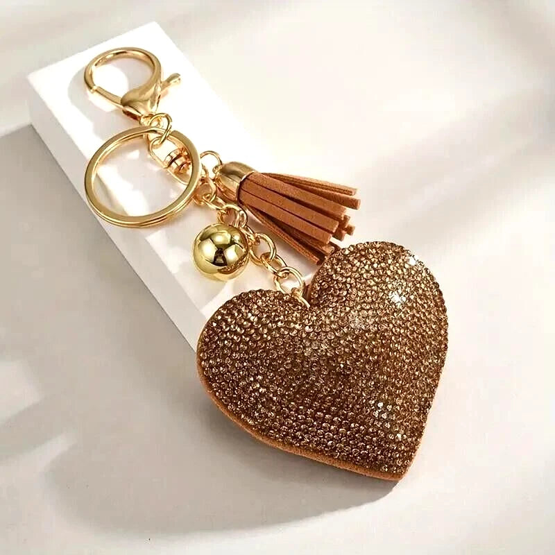 Heart rhinestones charm - Brown