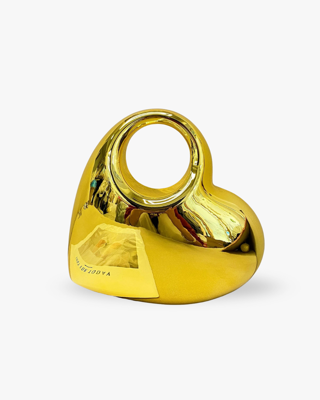 Heart Metallic Clutch - Gold