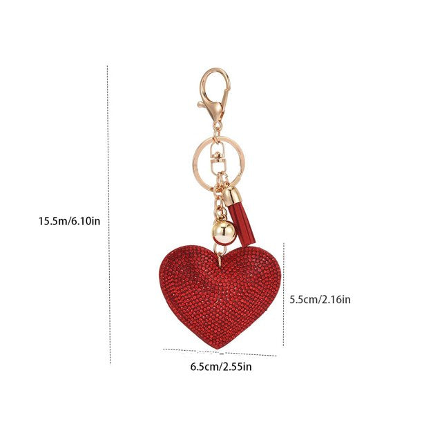 Heart rhinestones charm - Red